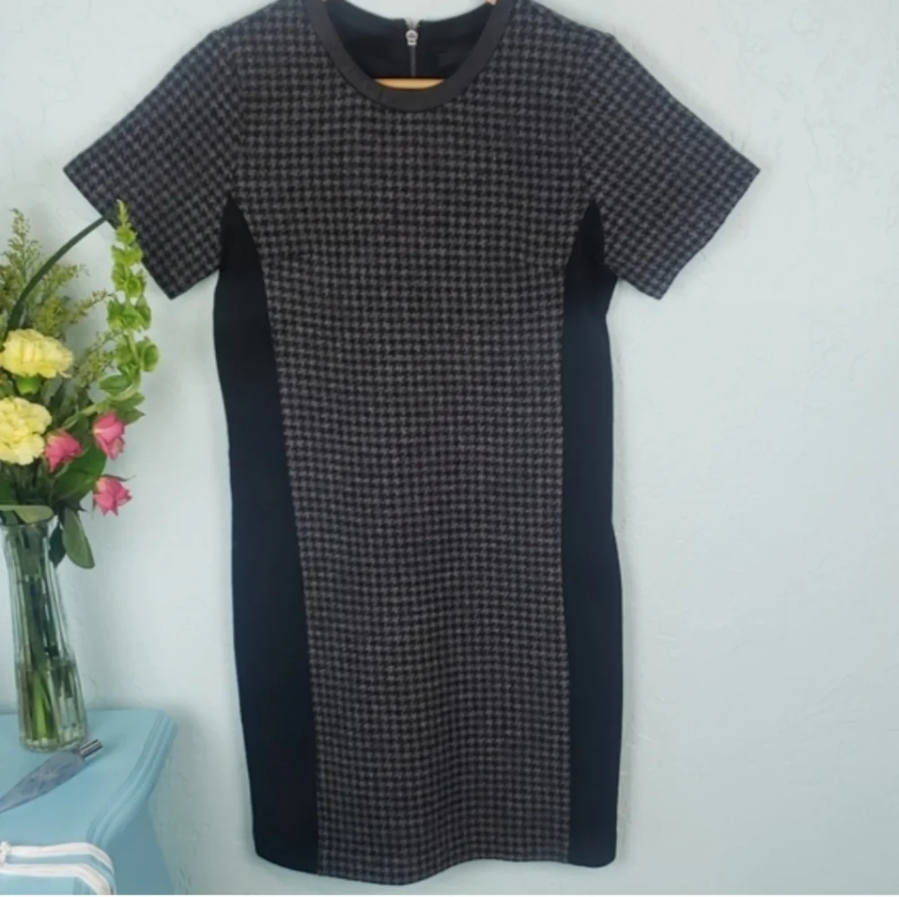 J..Crew wool houndstooth  Tweed shift dress